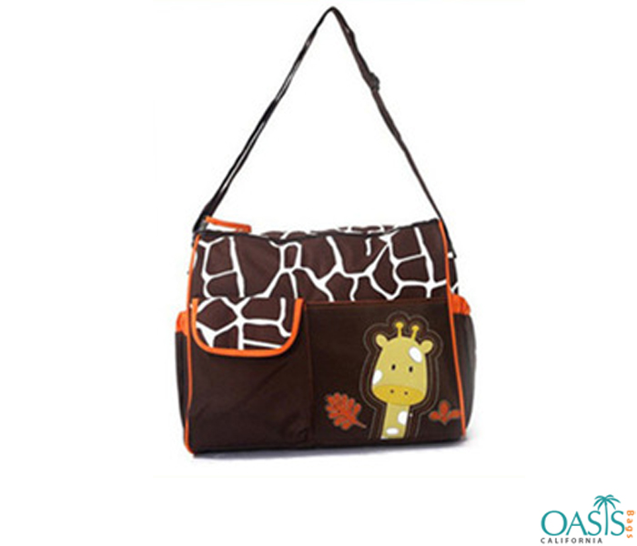 Soft Chocolate Giraffe Motif Diaper Bag Manufacturer