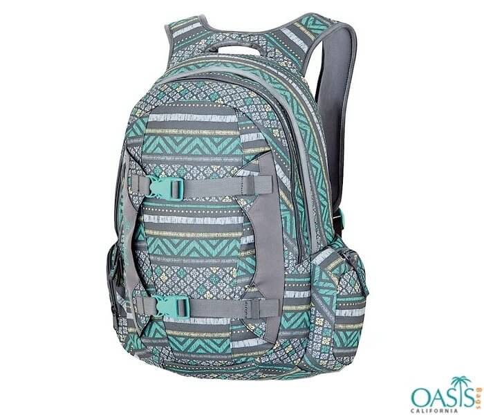 Green and Grey Printed Backpack Wholesale