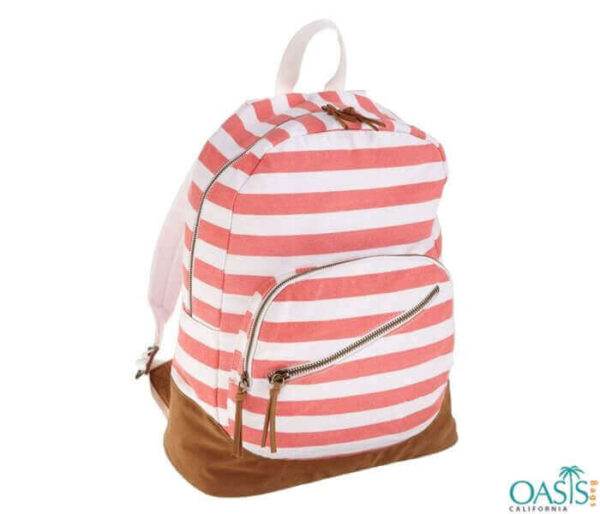 White and Pink Striped Zesty Backpack Wholesale