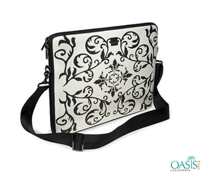 Black and White Ornamental Laptop Bag Wholesale