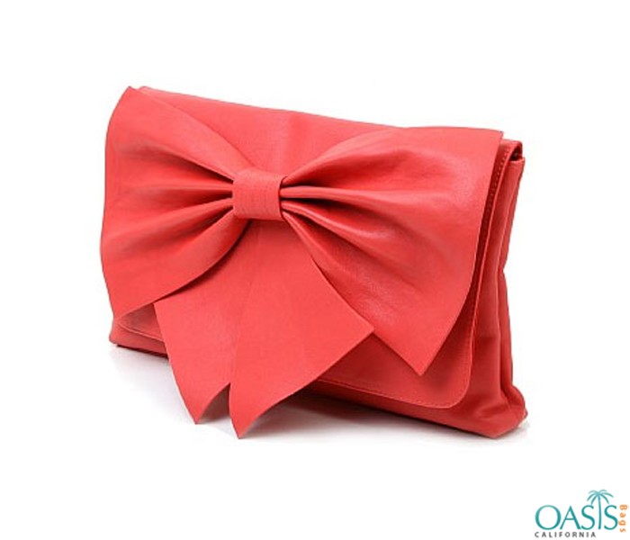 Classy Bow Coral Clutch Bag Wholesale