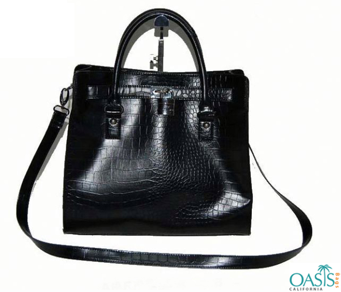Croc Style Ladies Ebony Handbag Wholesale