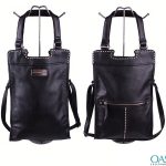 Sleek Black Leather Cross Body Hold all Bag Wholesale