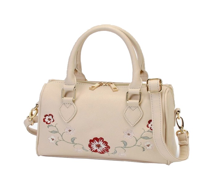 fashionable white designer embroidery handbag
