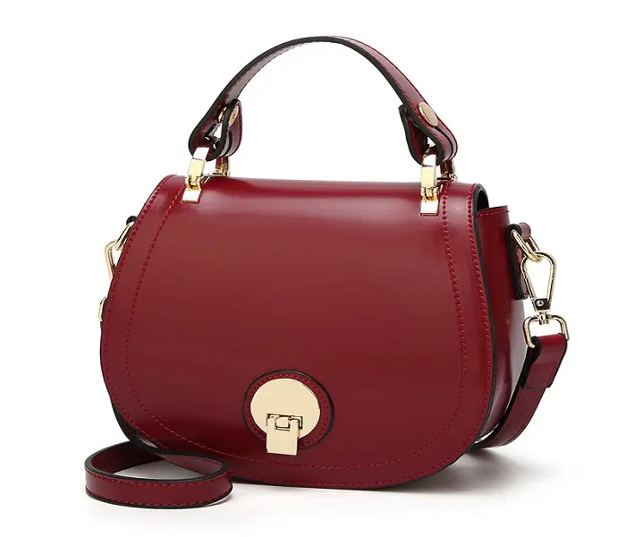 shiny red leather mini shoulder handbag